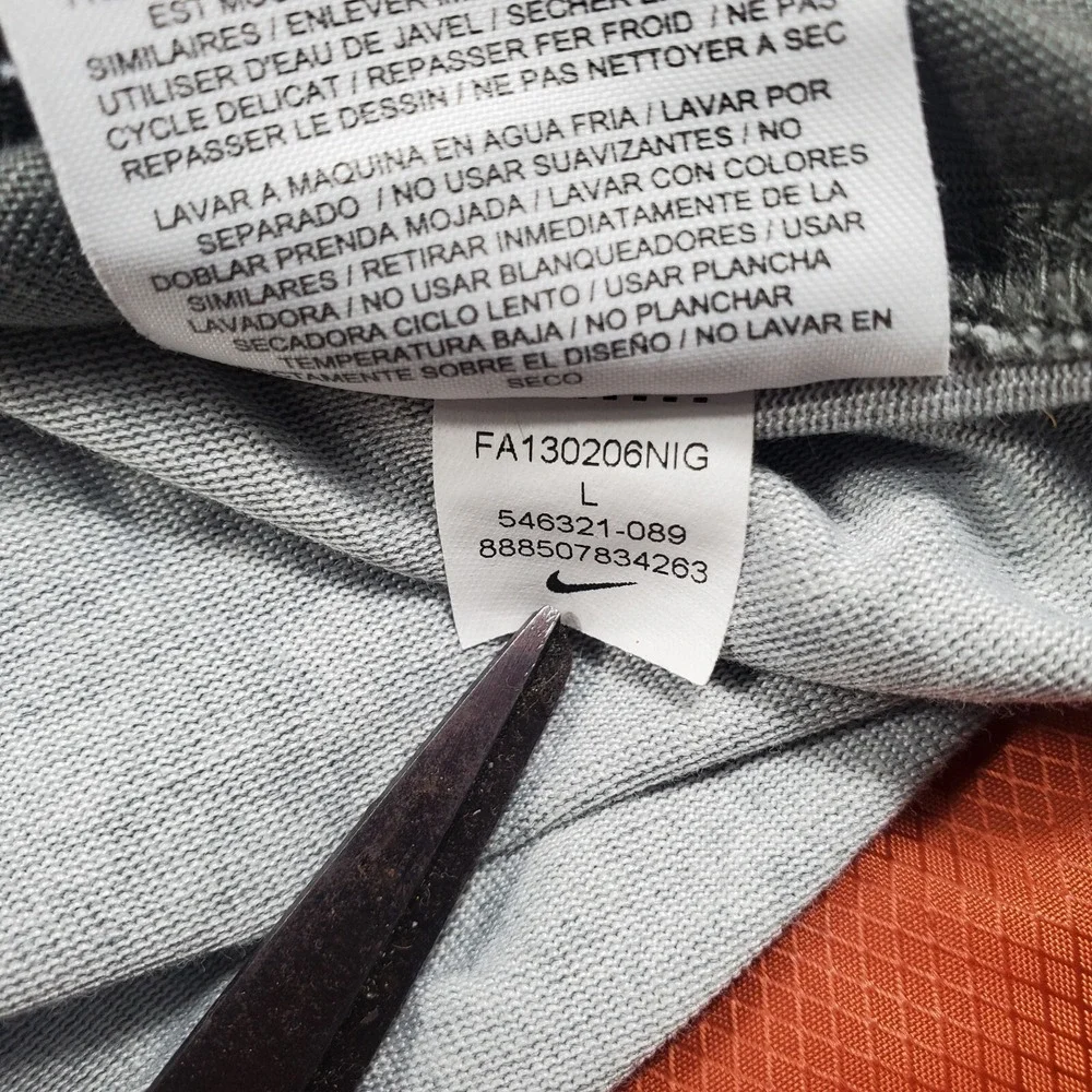 2013 Nike Long Sleeve T shirt Grey‎ Embroidered Swoosh Men's Large